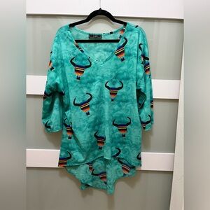L&B Turquoise Bull Pattern Women's Tunic